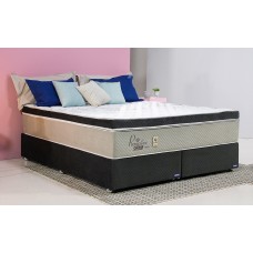 Base Cama Box Suede Matelado Bordado Dark Brown - King