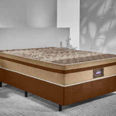 Base Cama Box Suede Veludo Rombo Camurça/Bege - Casal