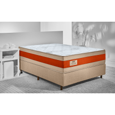 Base Cama Box Jacquard bordado TEC 9158 Areia - Solteiro Padrão